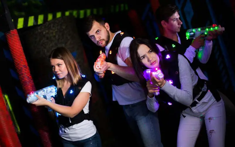 A group of kids playing laser tag in CT.