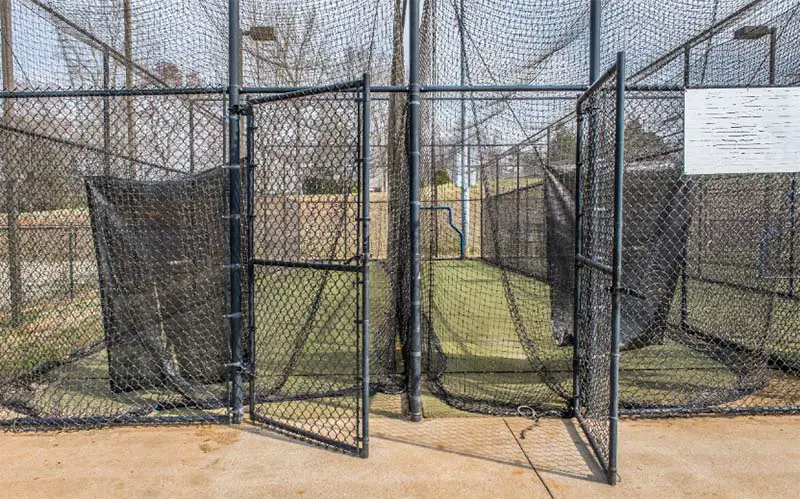 Practicing at a batting cage in CT.