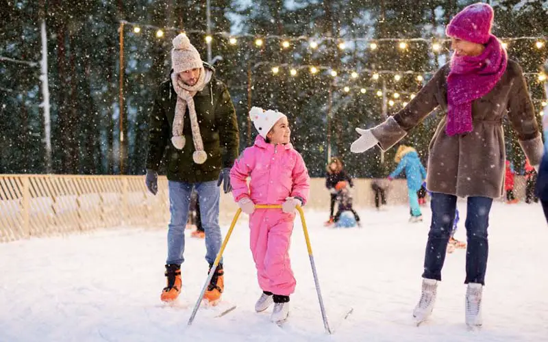 A family ice skating in CT.