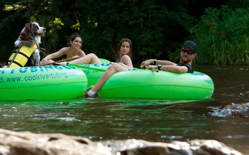 A family river tubing in CT.