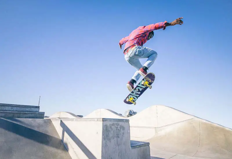 Skateboarding at a skatepark in CT. 