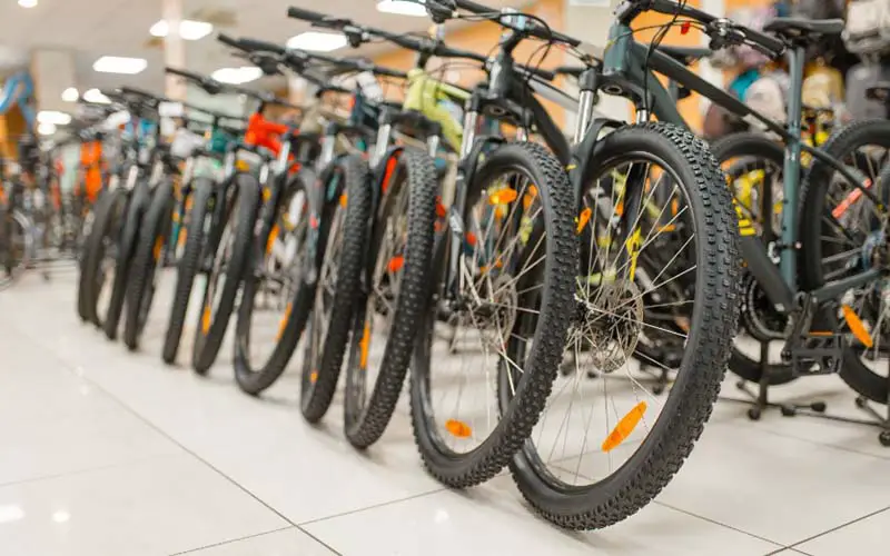 Bicycles at a bikes shop in CT.