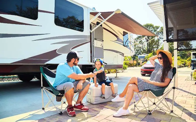 A family at an RV park in CT.