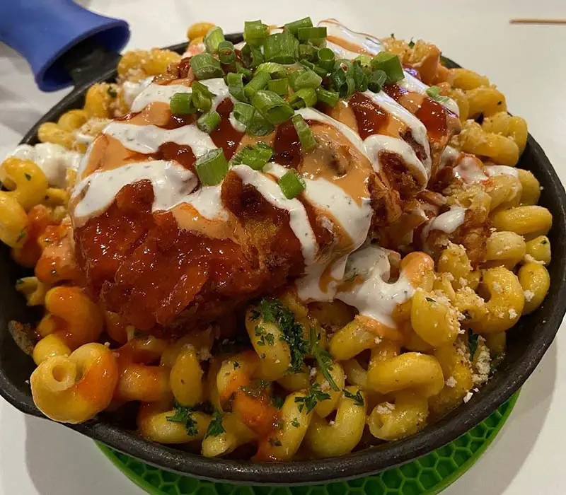 A bowl of vegetarian food at a vegan restaurant in CT.