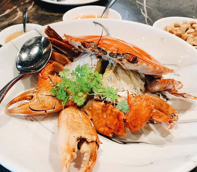 A plate of seafood at a restaurant in Mystic, CT.