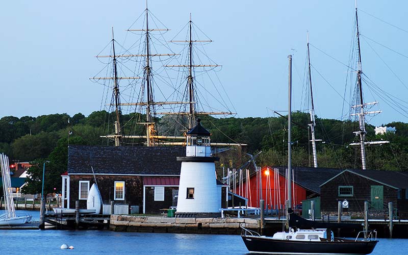 Mystic Seaport, one of the the top-rated tourist attractions in Connecticut. 