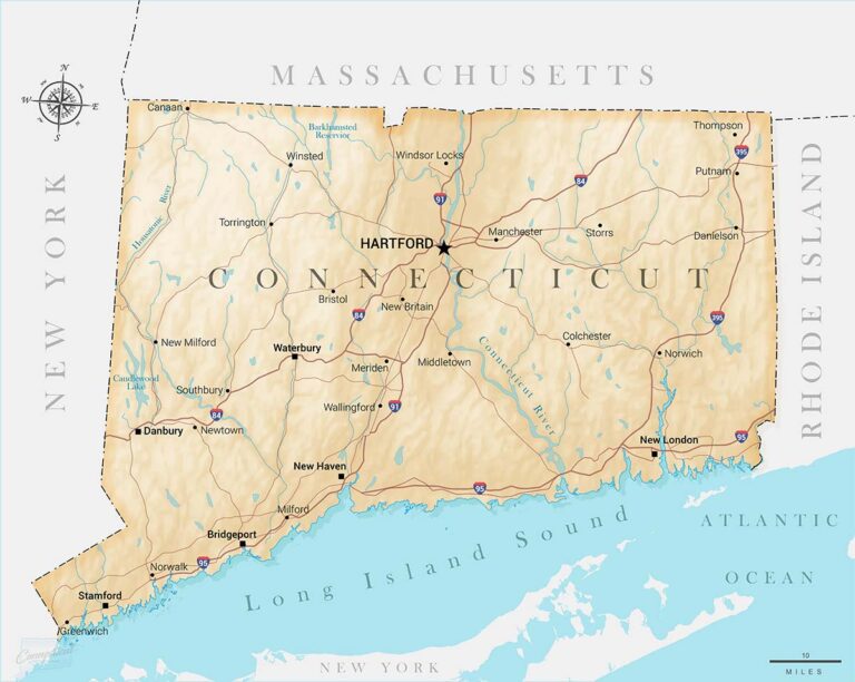 Connecticut Map – State, Town & County (Printable PDF)