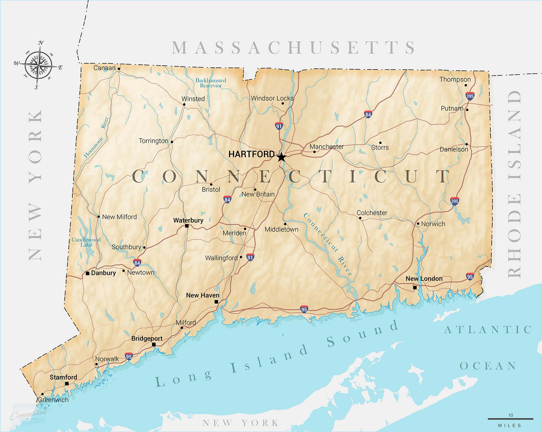 Connecticut Map – State, Town & County (Printable PDF) - Connecticut ...