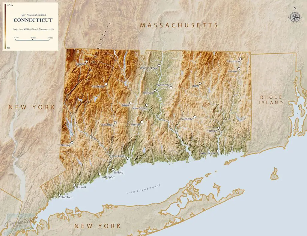 Connecticut Topographic Map