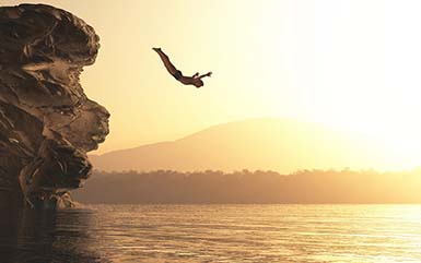 A person cliff jumping CT.