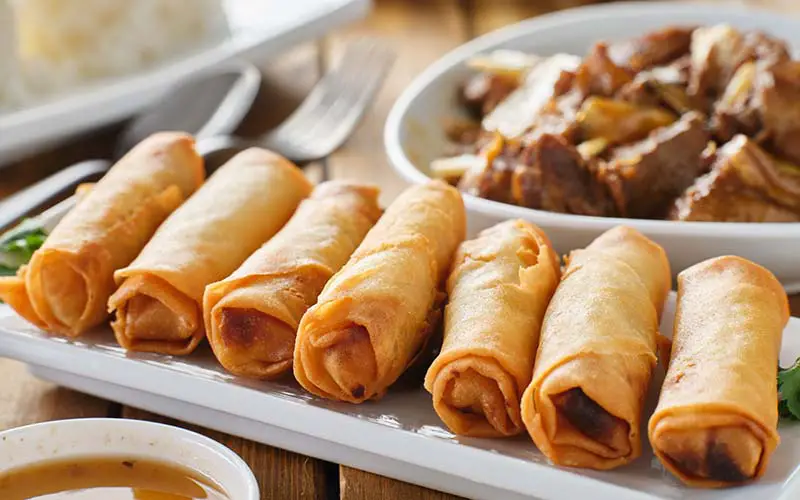 A plate of fried lumpia at a Filipino restaurant in CT.