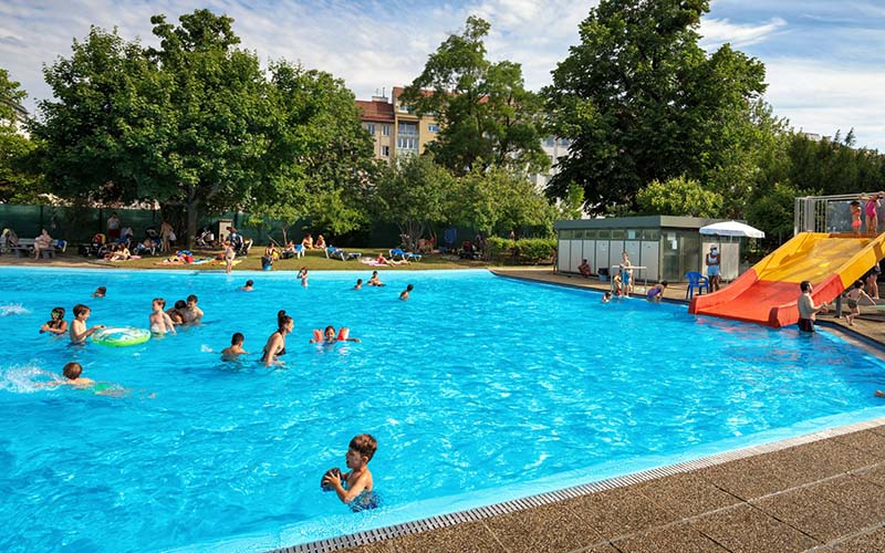 People swimming at a public pool in CT.