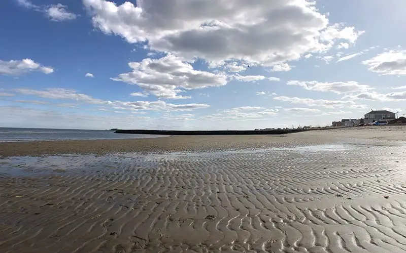 The shore of a beach in Greenwich, CT.