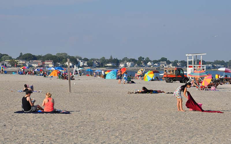 People at Silver Sands State Park, a wonderful beach in Milford, CT