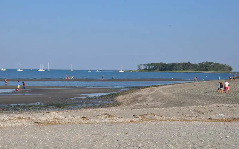 People at a free beach in CT.